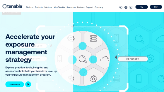 Homepage promoting exposure management strategy with a visual diagram and call to action.