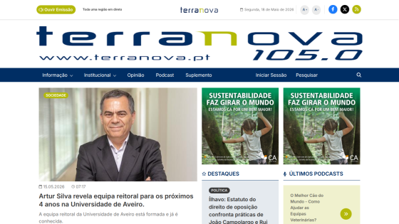 Homepage of Terranova 105.0 featuring a news article and a photo of a speaker.