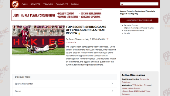 Sports news website featuring articles on spring games and player analysis.