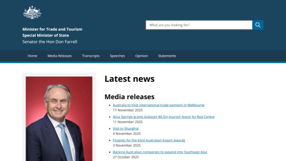Minister for Trade and Tourism Senator Don Farrell's official page with latest media releases and navigation menu