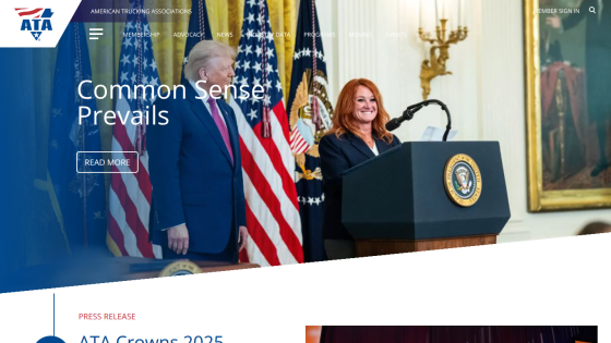 Homepage featuring a speaker at a podium with flags and the headline 'Common Sense Prevails'.