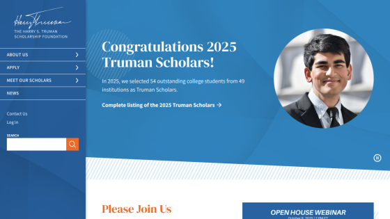 The Harry S. Truman Scholarship Foundation congratulates 2025 Truman Scholars and offers a link to the complete listing