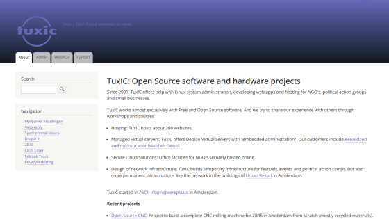TuxIC offers Linux system administration, web app development, and hosting for NGOs and small businesses with open source projects and recent initiatives.