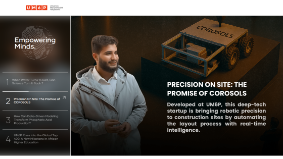 Homepage hero with headline 'Empowering Minds' and feature on precision site technology for Corosols by UMP