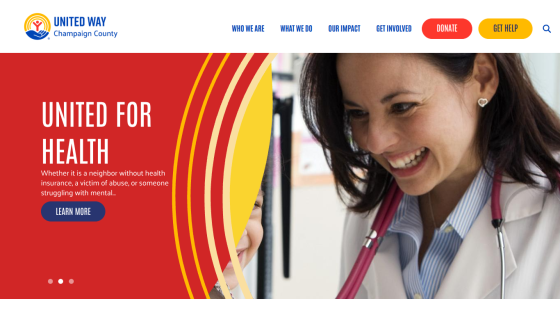 Homepage with navigation bar, large hero image featuring a woman and a dog, and headline about pet care