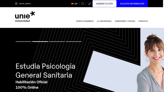 University homepage promoting online General Health Psychology studies with official certification