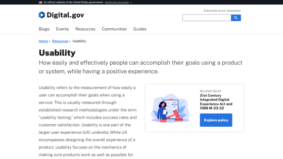 Usability section explaining how effectively users can achieve goals with a product.