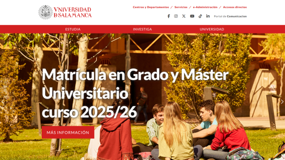 University of Salamanca enrollment information for the 2025/26 academic year.