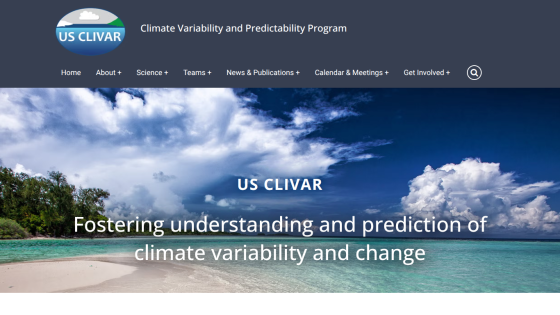 US CLIVAR program homepage promoting climate variability understanding.