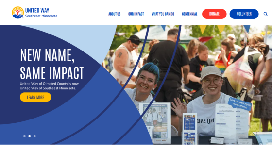 Homepage with navigation bar, large hero image featuring a smiling woman and text 'We make your life easier'