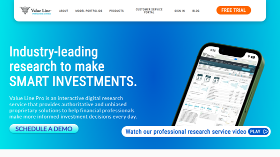 Value Line Pro offers digital research services for smart investment decisions.