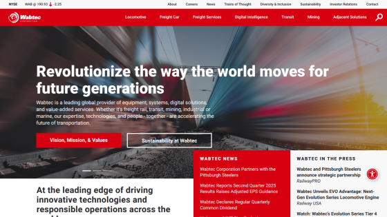 Homepage featuring a bold statement on innovative transportation solutions and navigation options.