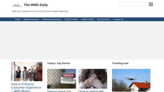 Homepage of The WWS Daily featuring news sections and trending stories.