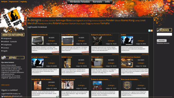 Product listings for musical instruments with prices and images displayed.