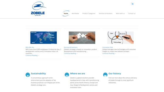Homepage featuring a world map, hands assembling a puzzle, and a diagram with text.
