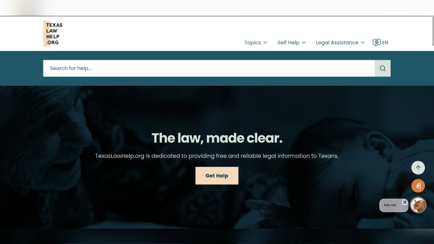 texaslawhelp.org website screenshot