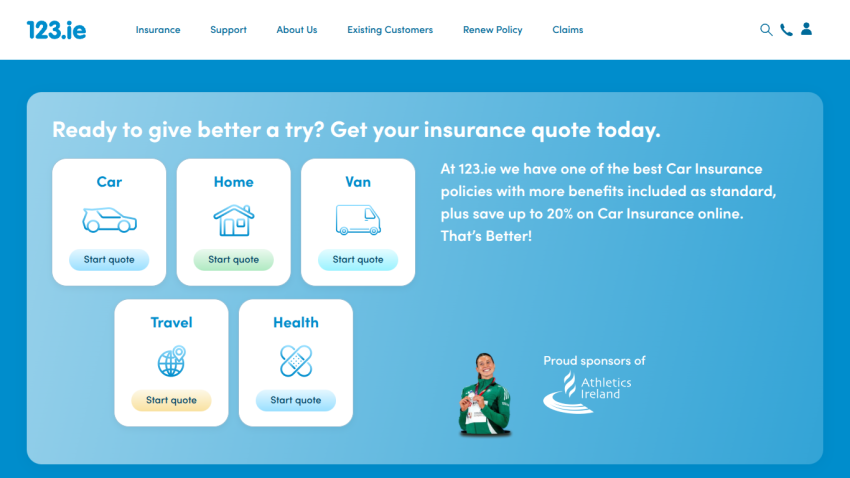 Insurance quote options for Car, Home, Van, Travel, and Health with benefits and sponsorship info