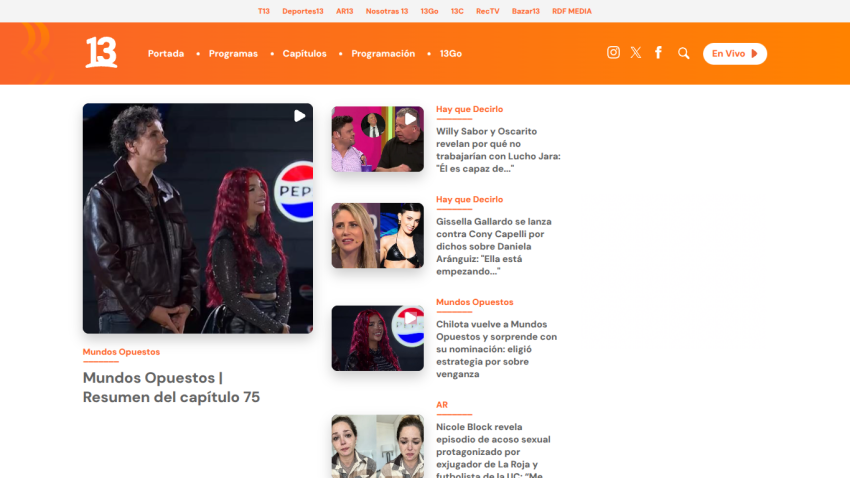 Homepage of a TV channel featuring a recap of episode 75 and related articles.