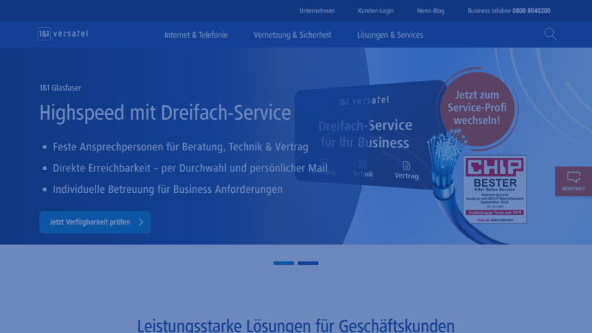 Highspeed service promotion with contact options for business solutions.