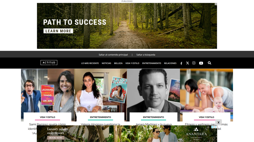 Hero section promoting 'Path to Success' with a forest background and a call to action to learn more.