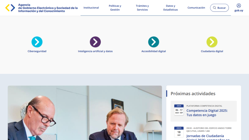 Website header with navigation and featured activities section.