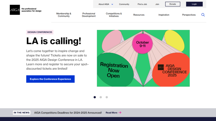 Announcement for the LA design conference with registration details.