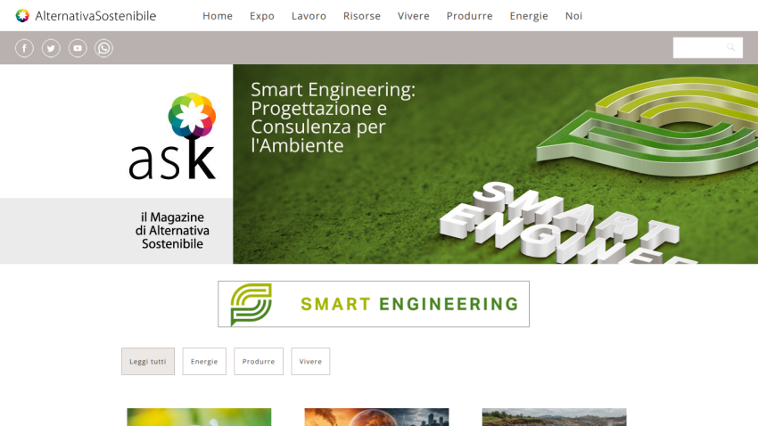 Homepage of 'ASK' magazine featuring 'Smart Engineering' headline and logo.