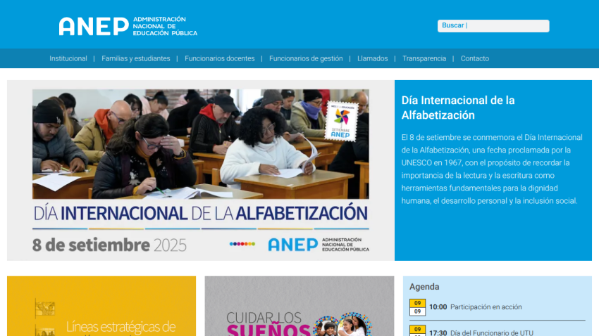 Homepage of ANEP promoting International Literacy Day on September 8, 2025.