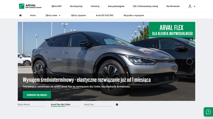 Car leasing service offering flexible mid-term rental from one month with Arval Flex