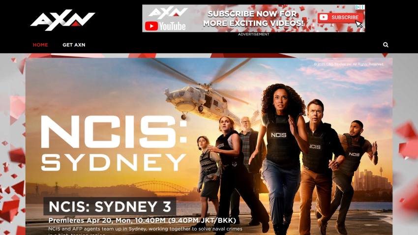 Promotional banner for 'NCIS: Sydney' with cast and series title.