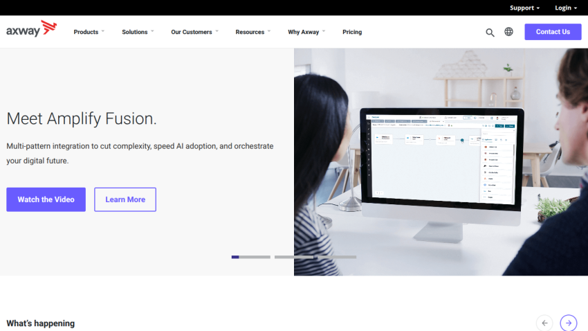 Homepage featuring 'Meet Amplify Fusion' with a video and learn more options.
