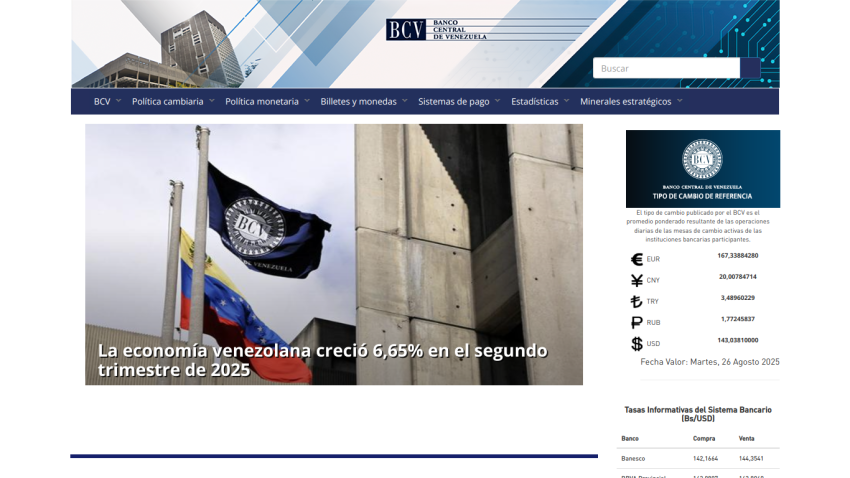Venezuelan economy growth headline with flags and building image.