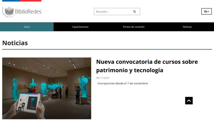 News section with announcement of new courses on heritage and technology starting November 7, 2025