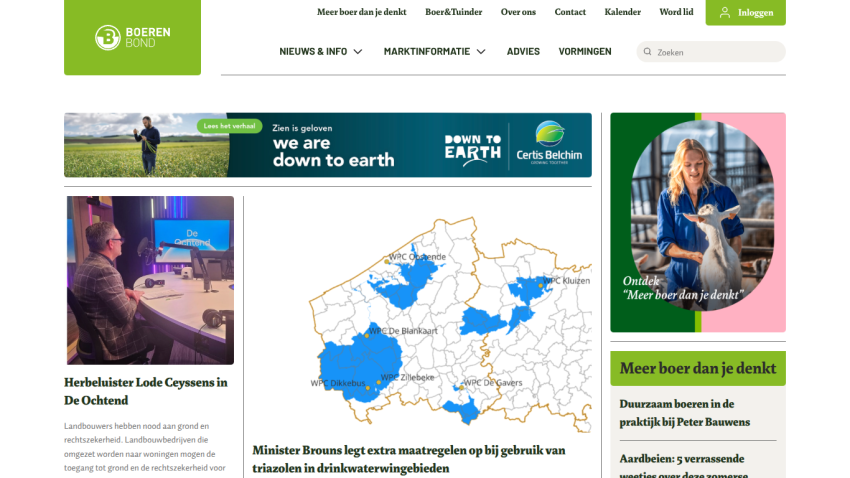 Homepage featuring a map and news highlights with a prominent call to action.