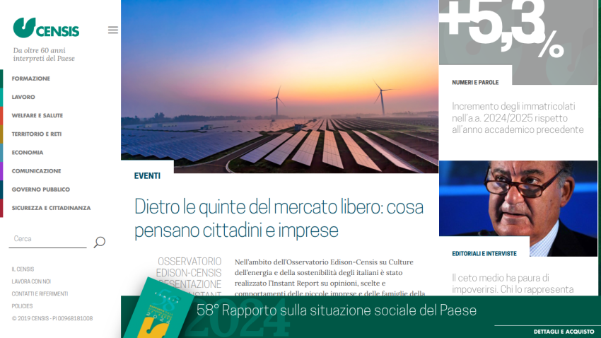 Website homepage with navigation menu on the left, a sunset cityscape hero image, and news headlines on the right.