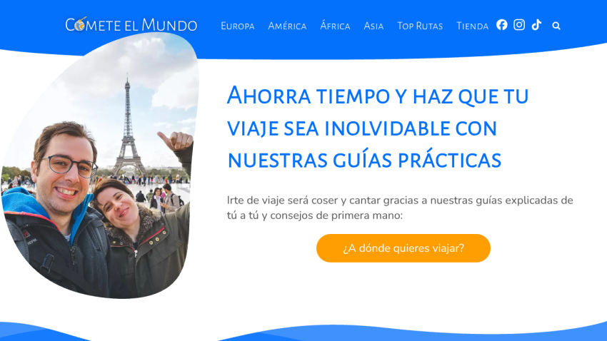 Travel guide website offering practical tips to make your trip unforgettable with a call to action button