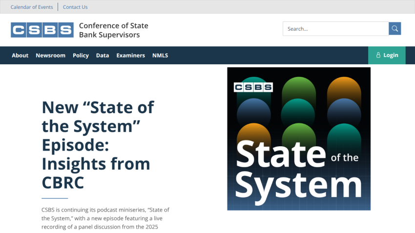 Conference of State Bank Supervisors podcast episode on 'State of the System' with insights from CBRC