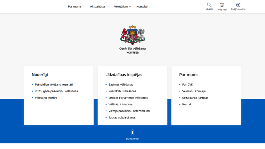 Website homepage featuring sections for services and contact information.