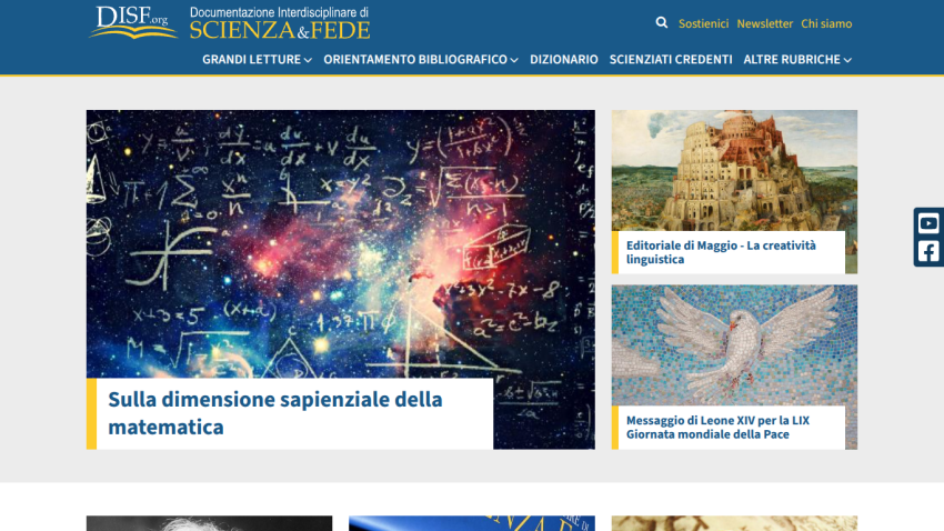 Homepage featuring mathematical concepts and articles on science and faith.