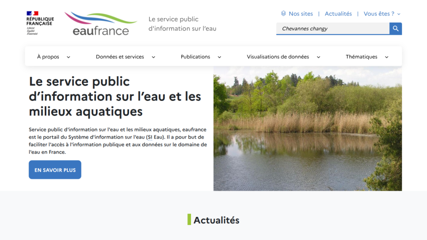 Public service information on water and aquatic environments with a scenic image.