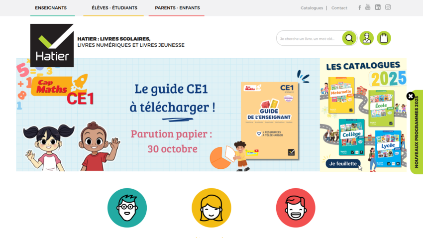 Website promoting Latin and Greek dictionaries for middle and high school students with book images and call to action