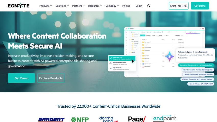 Homepage showcasing content collaboration features with a call to action and trusted partners logos.