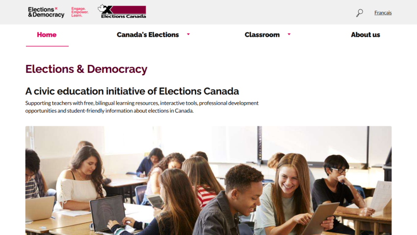 Elections & Democracy civic education site by Elections Canada with resources for teachers and students