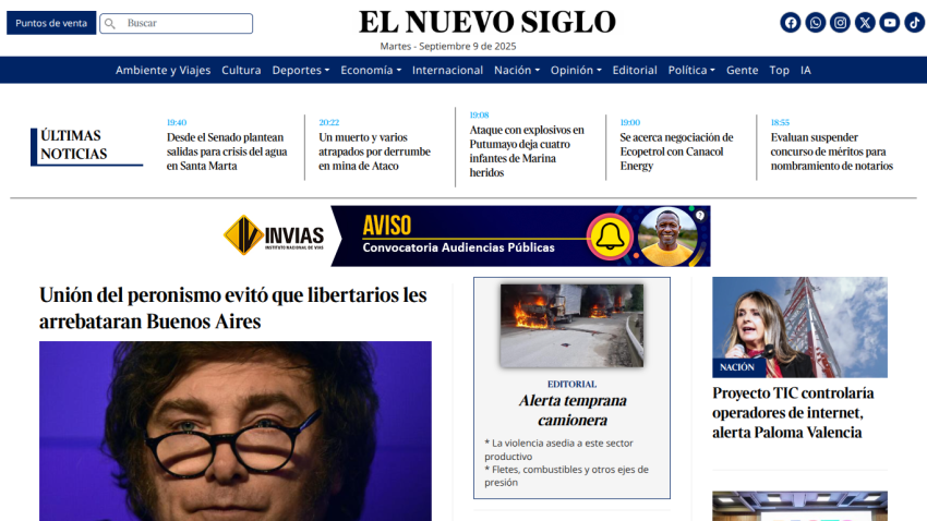 News article headline about Buenos Aires with images and navigation links.