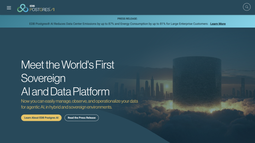 Homepage featuring the world's first sovereign AI and data platform with a call to action.