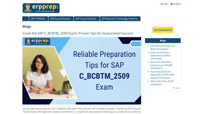 ERPPrep SAP certification guide blog on reliable preparation tips for SAP C_BCBTM_2509 exam