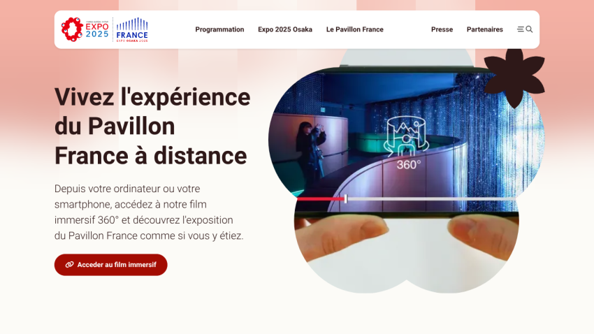 French Pavilion Expo 2025 Osaka immersive 360° film experience accessible via computer or smartphone