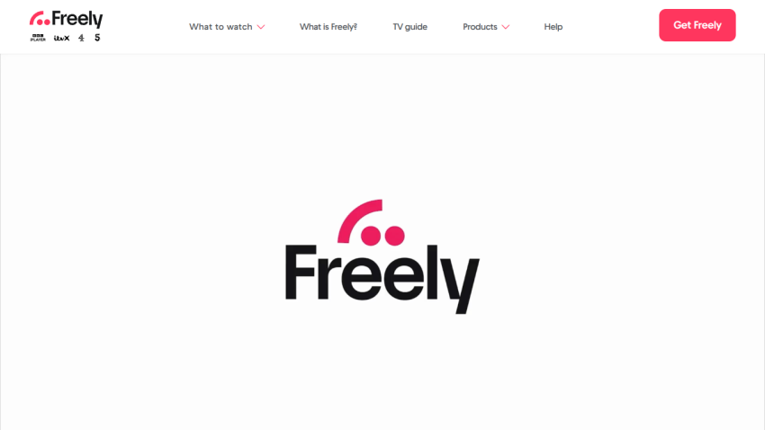 Freely website homepage with navigation menu and prominent Freely logo in center