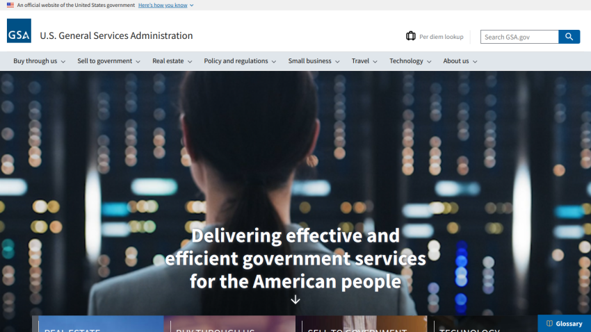 Homepage of the U.S. General Services Administration with a focus on government services.