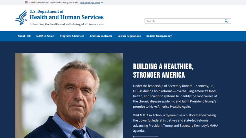Homepage of U.S. Department of Health and Human Services featuring a call to action for a healthier America.